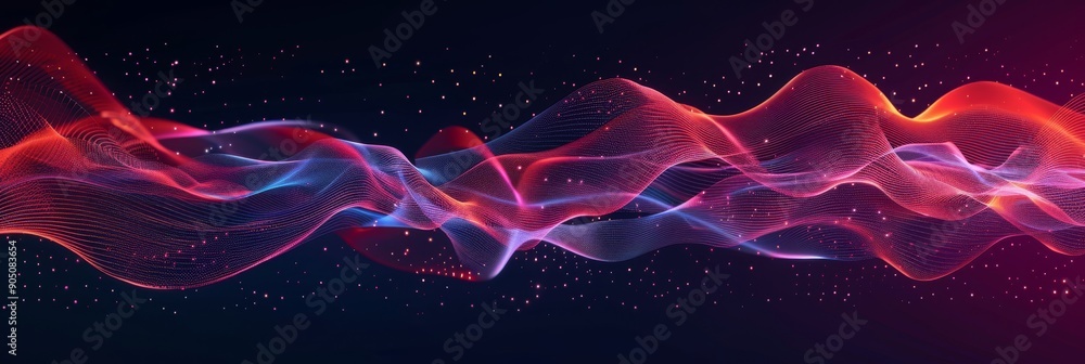 Poster captivating and mesmerizing abstract waves of light, beautifully showcasing a vibrant spectrum of re