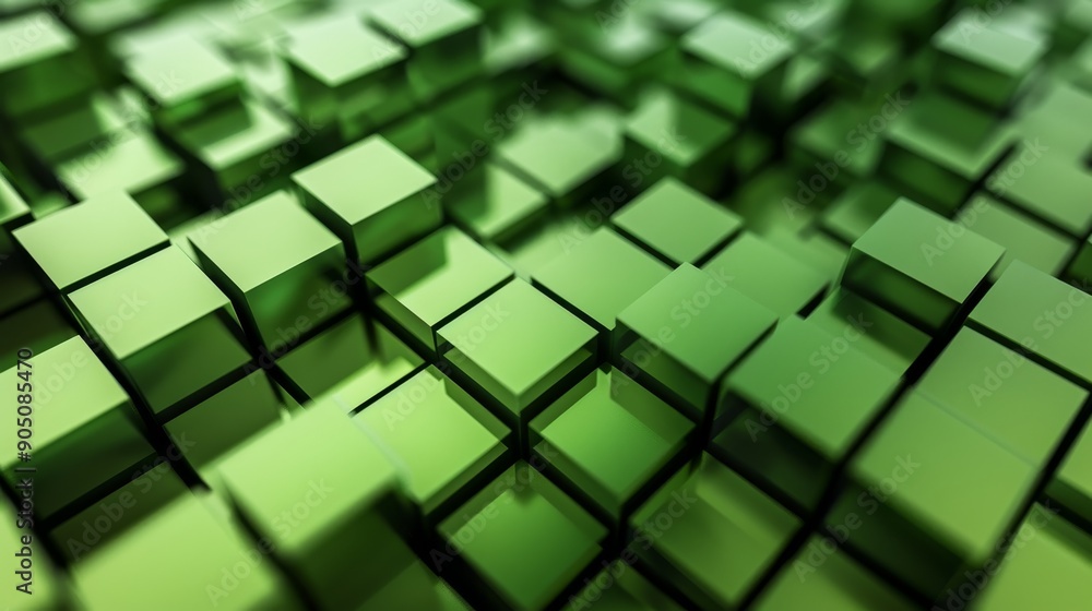 Poster abstract green geometric background with an array of cubes. perfect for modern design concepts.