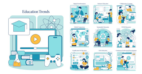 Education Trends. Flat Vector Illustration © inspiring.team