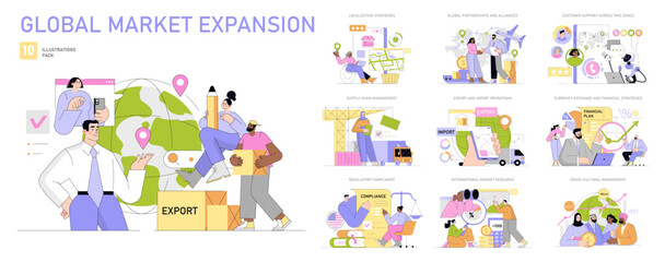 Obraz premium Global Market Expansion. Flat Vector Illustration