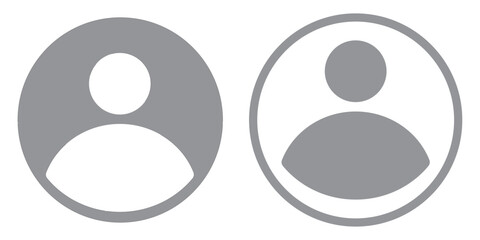 General login icon set. Headshot placeholder for user avatar. Gray simple flat vector round portrait. Register new member on web page. Empty silhouette view. EPS 10.