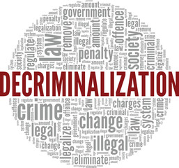 Decriminalization word cloud conceptual design isolated on white background.