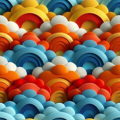 Obraz premium 3D cute rainbows seamless pattern