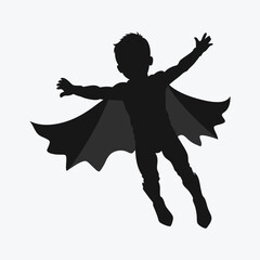 boy flying super hero silhouette