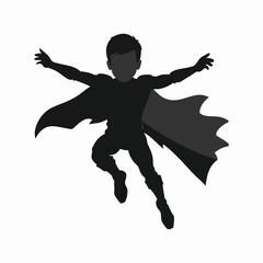 boy flying super hero silhouette