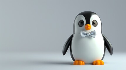 Fototapeta premium A cartoon penguin wearing a bow tie.