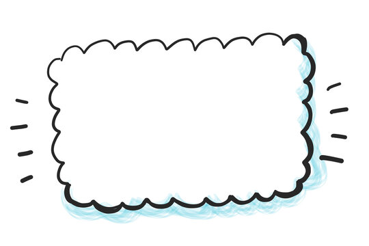 PNG frame, fluffy rectangle doodle clipart in transparent background
