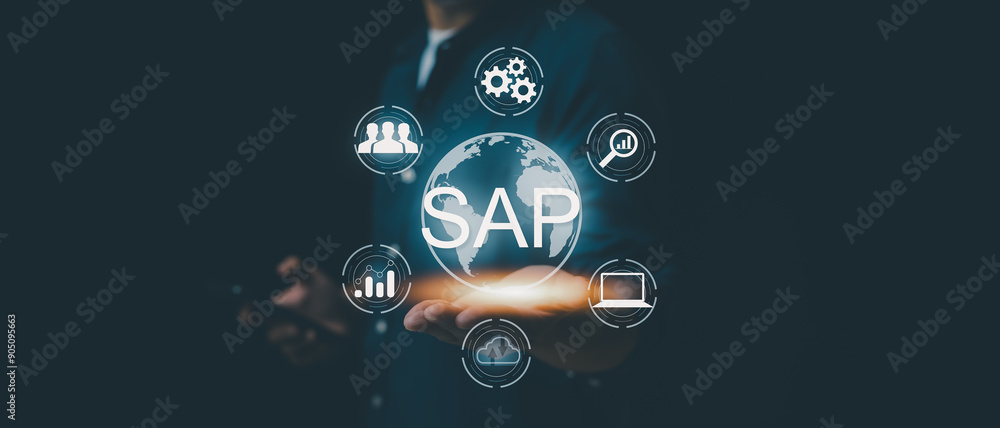 Poster sap's ai-enhanced business process automation (bpa) software integrates internet, business, technolo