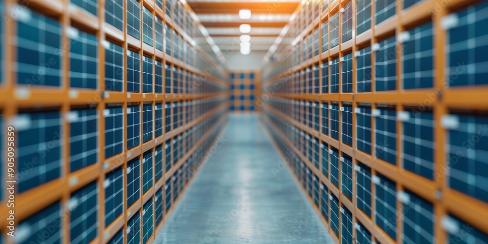 Poster modern data center server racks, storage technology, network infrastructure, data security, cloud co