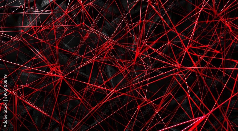 Poster dynamic red lines set against a dark background, creating a striking visual appearance