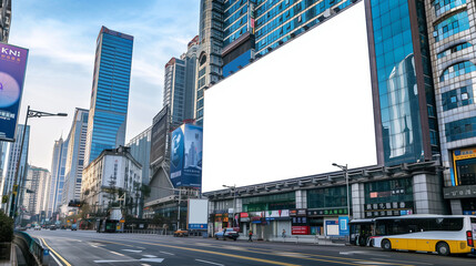 Fototapeta premium billboard and copy space on white screen