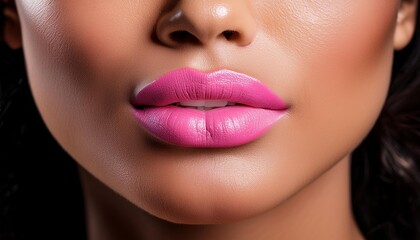 Obraz premium Intimate Beauty: Close-Up of Pink Lips