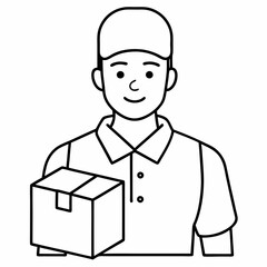 Silhouettes a guy in a cap with a parcel delivering an order
