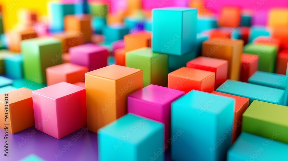 Poster abstract colorful blocks in a vibrant and playful arrangement.