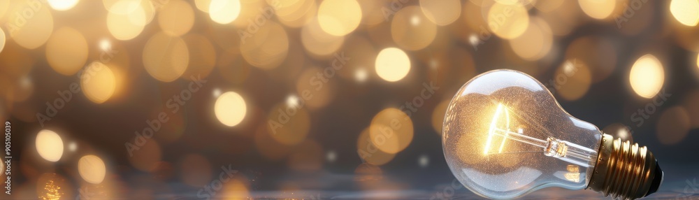 Poster a glowing light bulb illuminates against a backdrop of soft bokeh lights, creating a warm and inviti