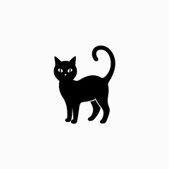 Silhouette black cat funny vector