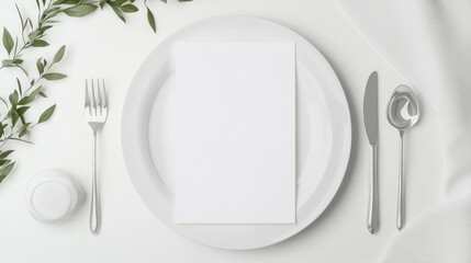 Mockup of dining invitation on white plate