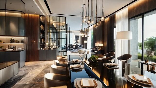 Modern kitchen with camera sweep.