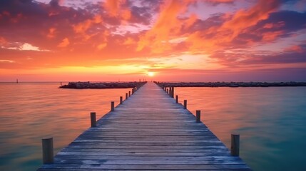 Fototapeta premium Sunset over the Ocean Pier