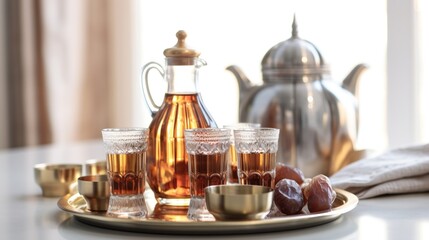 Arabic Tea and Dates on a Table