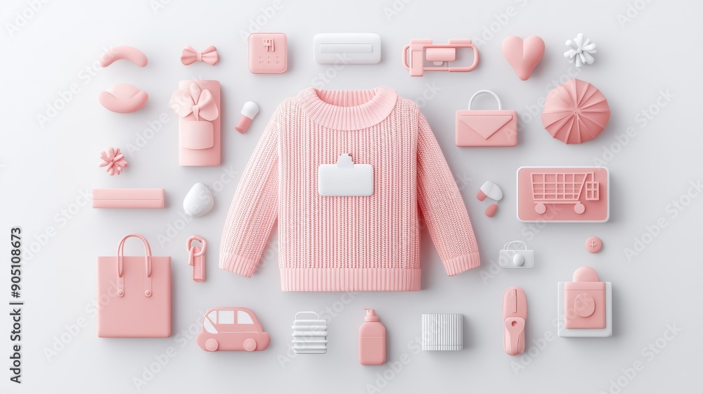 Poster modern 3d online store ui design for seamless shopping experience, generative ai