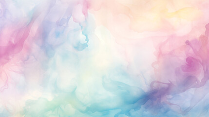 Abstract watercolor cloud background, pastel gradient colors, ethereal artistic backdrop with copy space
