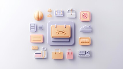 Fototapeta premium Futuristic Online Store Interface - High Resolution 3D Render with Sleek Design and Seamless Navigation, generative AI