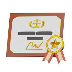 3D Success Certificate Law Icon Legal Achievement Render