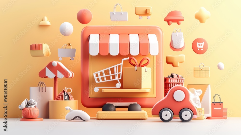 Poster modern 3d e-commerce interface: user-centric high-resolution design, generative ai