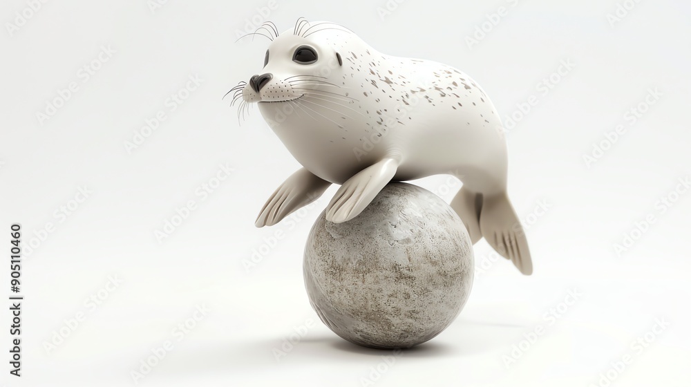 Wall mural A cartoon seal pup balancing on a ball.