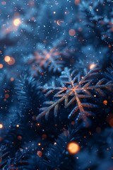 Fototapeta premium Christmas background with snowflakes, new year banner, vertical illustration