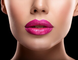 Obraz premium Glossy Pink Perfection: Close-Up Macro of Natural Lips