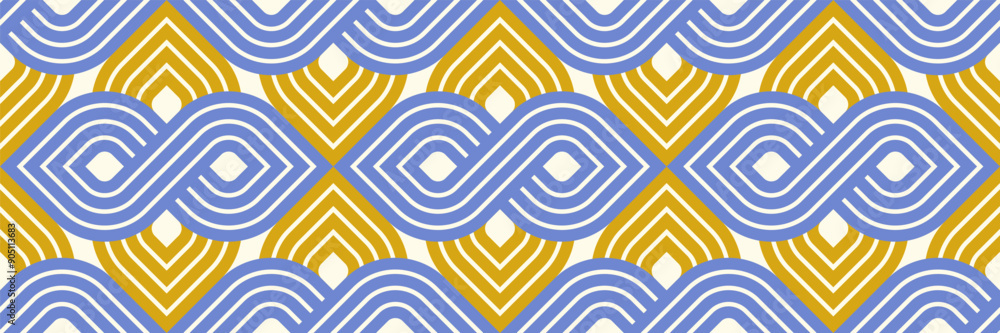 Poster lattice geometric seamless pattern vector design, trendy retro style minimal grid tiling, net linear
