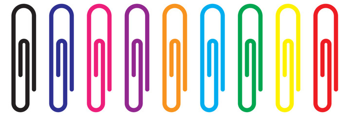 Paper clip icon. Simple outline style. Paperclip, attach, document clip, staple, fastener, page clamp, office concept. Thin line symbol. Vector isolated on white background.
