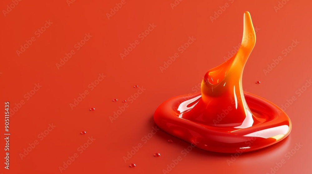 Poster a single drop of red liquid creates a splash and a crown-like shape on a red surface.