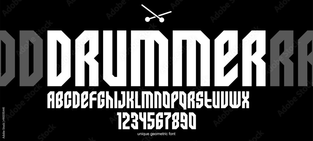 Fototapete urban massive geometric font for logos and emblems, minimal strong vector typeface, typography with 