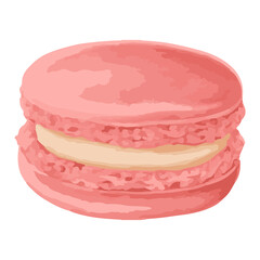 Vectorized hand drawn pink macaron sticker with a white border