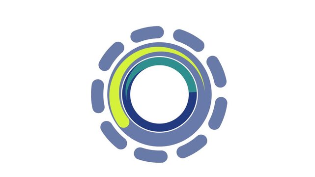 3d render of a symbol on a white background.circle light blue gray roating parts.Business 3d graph animation on white background.