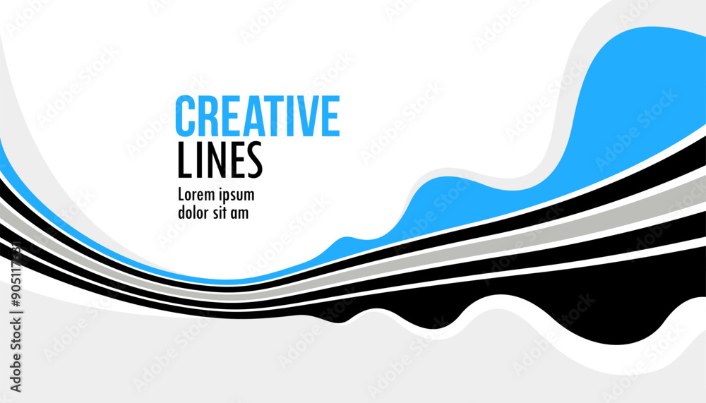 Poster 3d lines in motion vector abstract background, creative and dimensional curved stripes dynamic compo