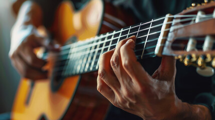 Obraz premium A man plays the guitar at the International Guitar Festival.