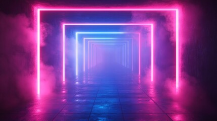 Futuristic Neon-Lit Tunnel in Vibrant Colors