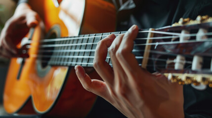 Fototapeta premium A man plays the guitar at the International Guitar Festival.