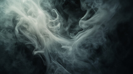 Obraz premium swirling smoke or mist against a dark background. The smoke forms intricate patterns, resembling ethereal entities or spirits, and seems to emanate from a central point