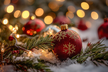 Red Festive Christmas Ornament in Evening Glow