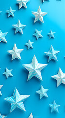Digital blue and white star pattern abstract poster background