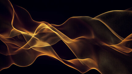 Fototapeta premium interplay of golden-hued lines and waves against a dark background. These lines and waves form intricate patterns, creating a sense of movement and rhythm