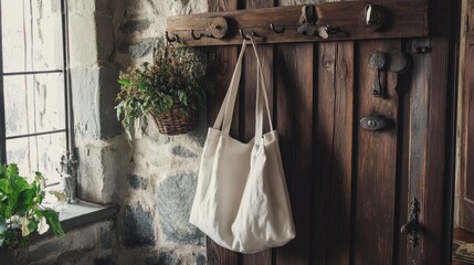 Cozy Entryway Tote Bag Mockup | Tote bag mockup | realistic