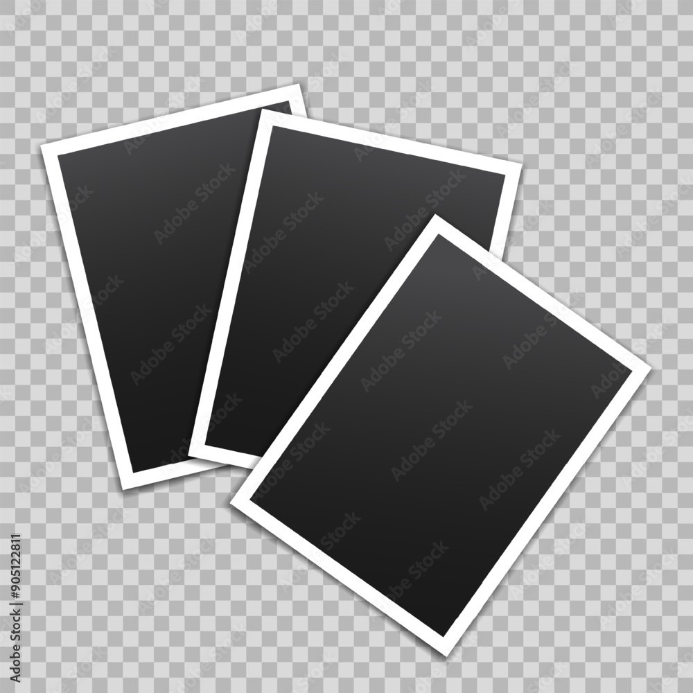 Poster vector empty photo frames with shadow isolated on transparent background. template mockup photo desi