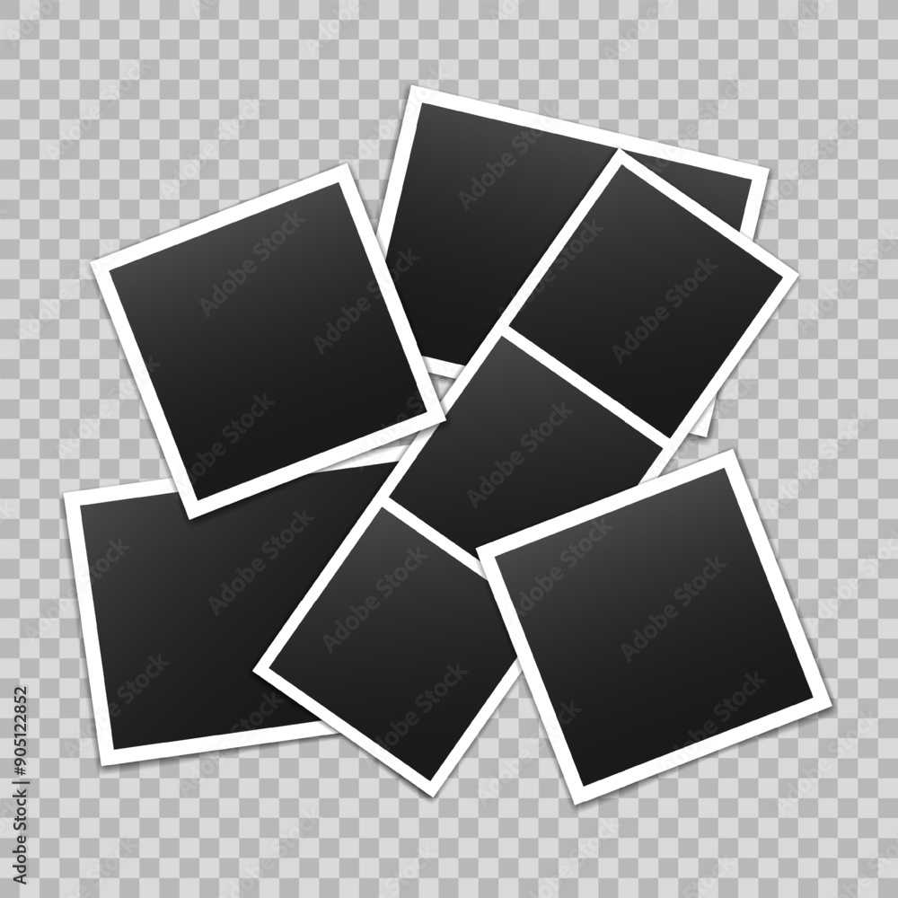 Poster vector empty photo frames with shadow isolated on transparent background. template mockup photo desi
