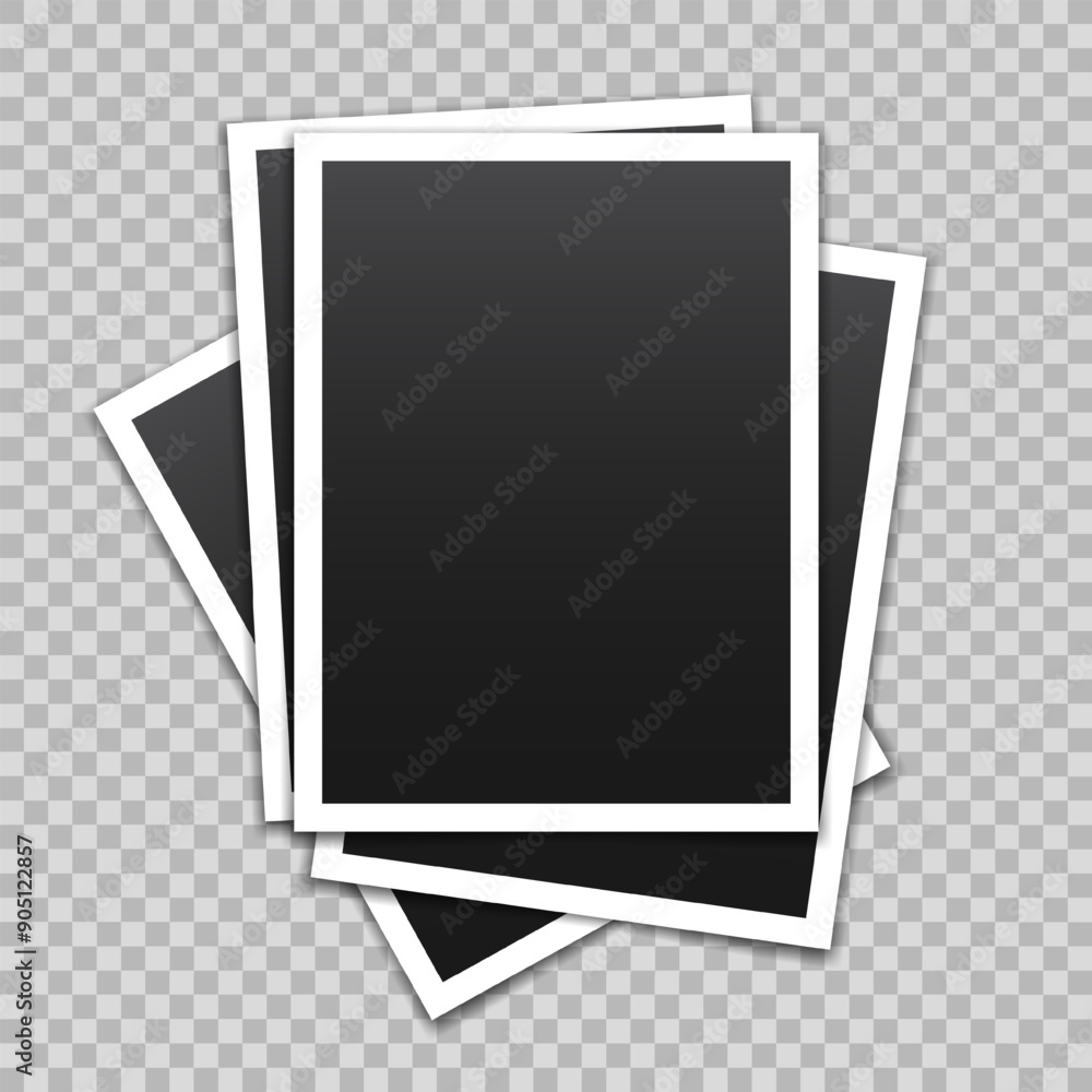 Poster vector empty photo frames with shadow isolated on transparent background. template mockup photo desi